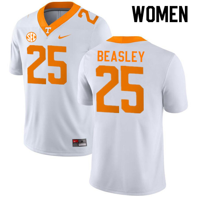 Women #25 Kaleb Beasley Tennessee Volunteers College Football Jerseys Stitched-White